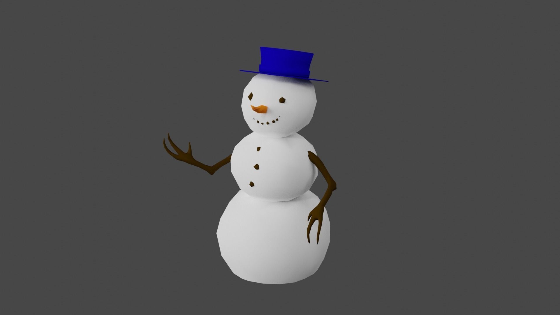Snowman Low-poly 3D model_10