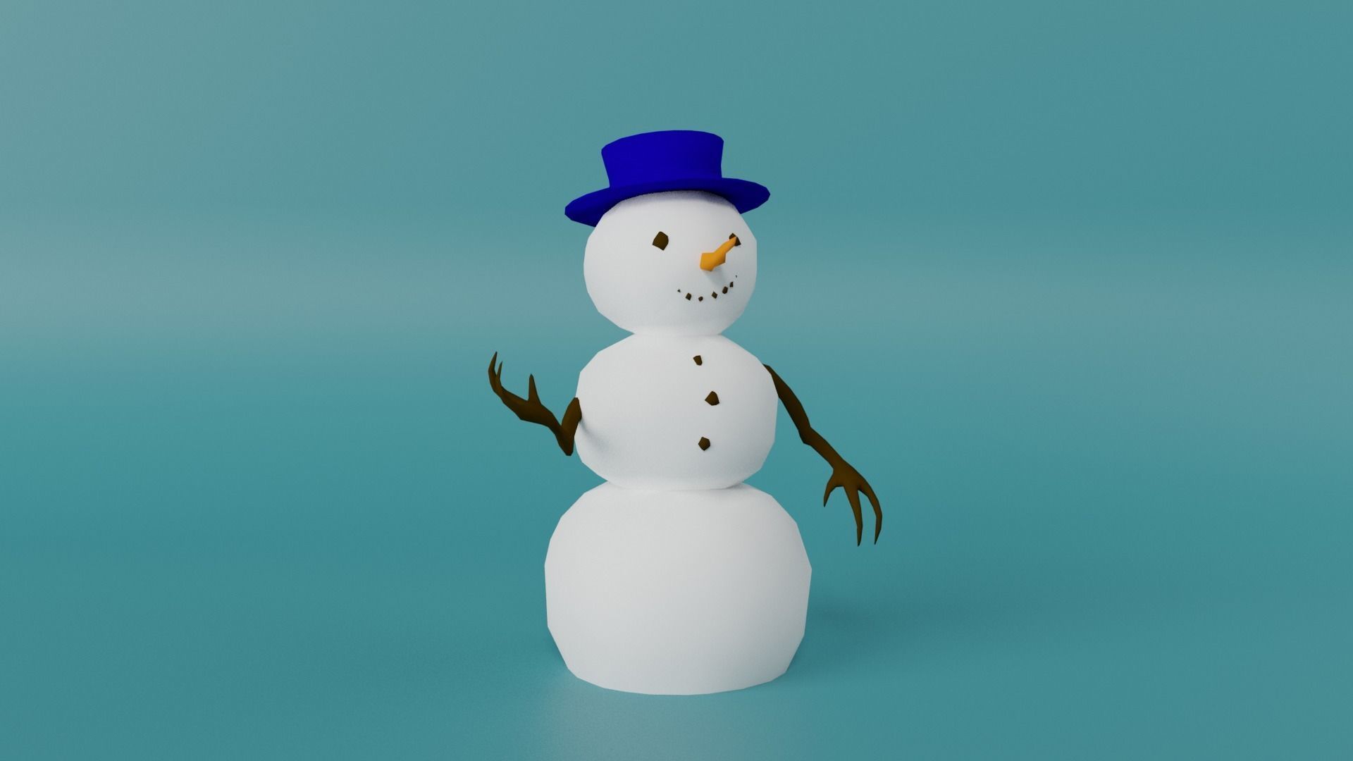 Snowman Low-poly 3D model_13