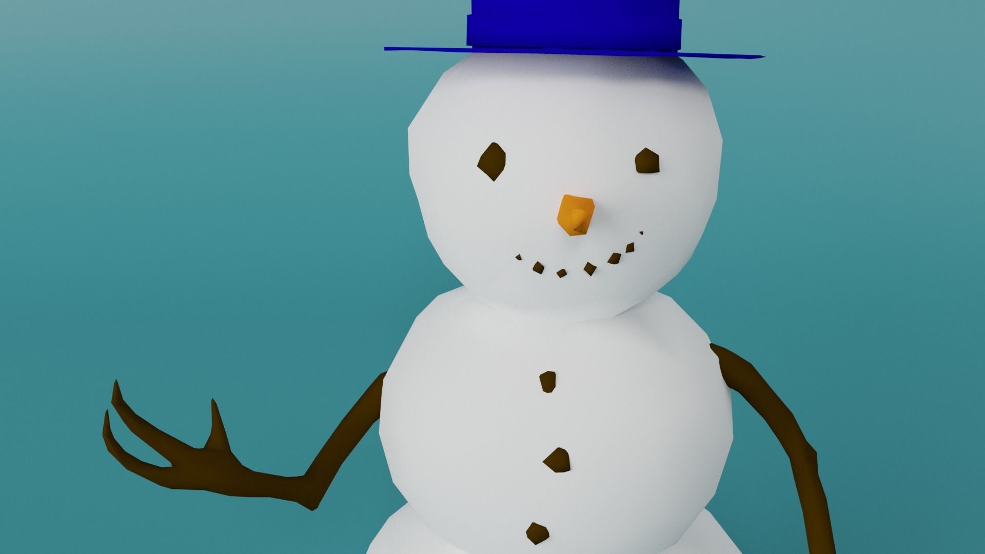 Snowman Low-poly 3D model_1