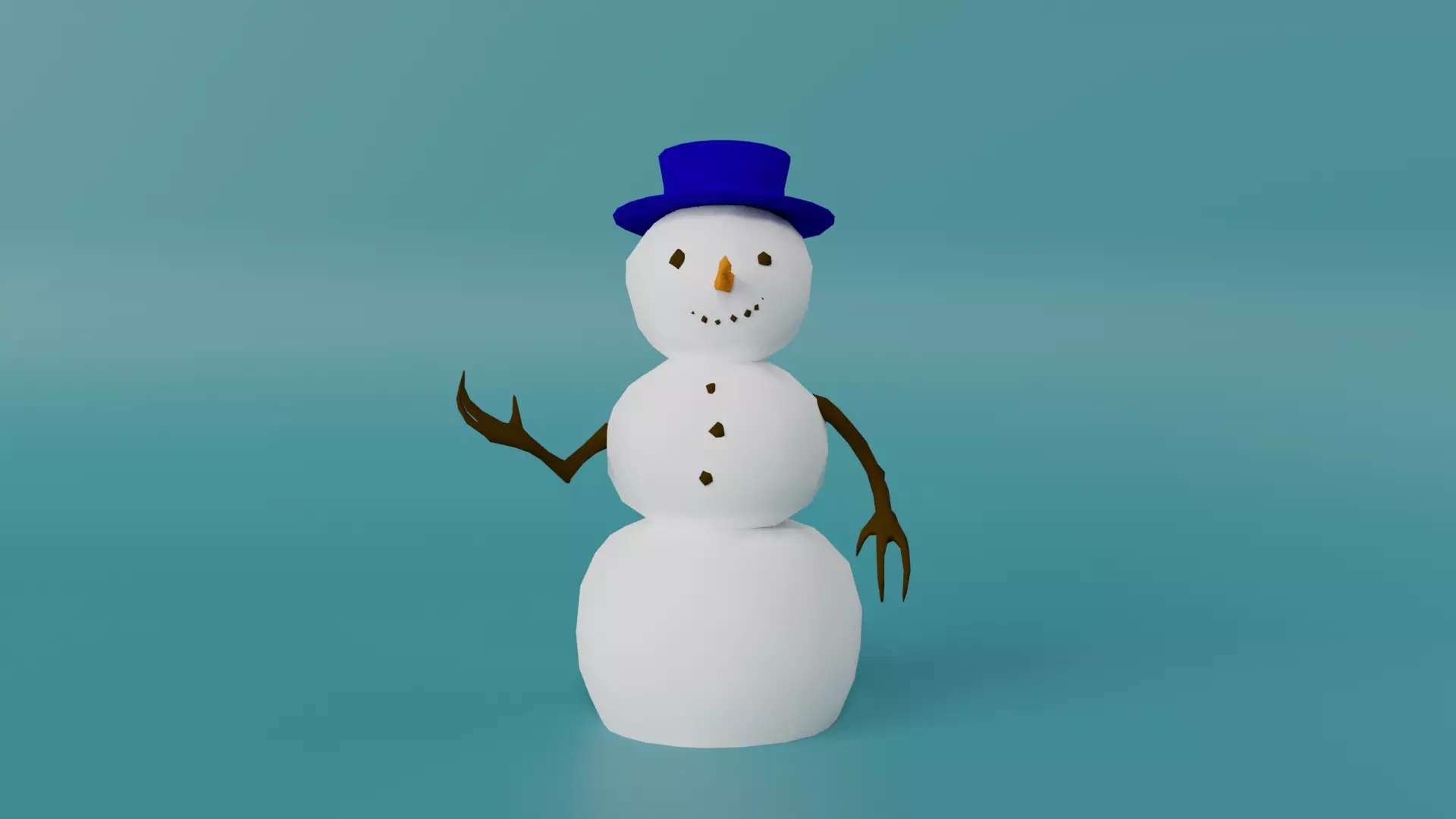 Snowman Low-poly 3D model_0