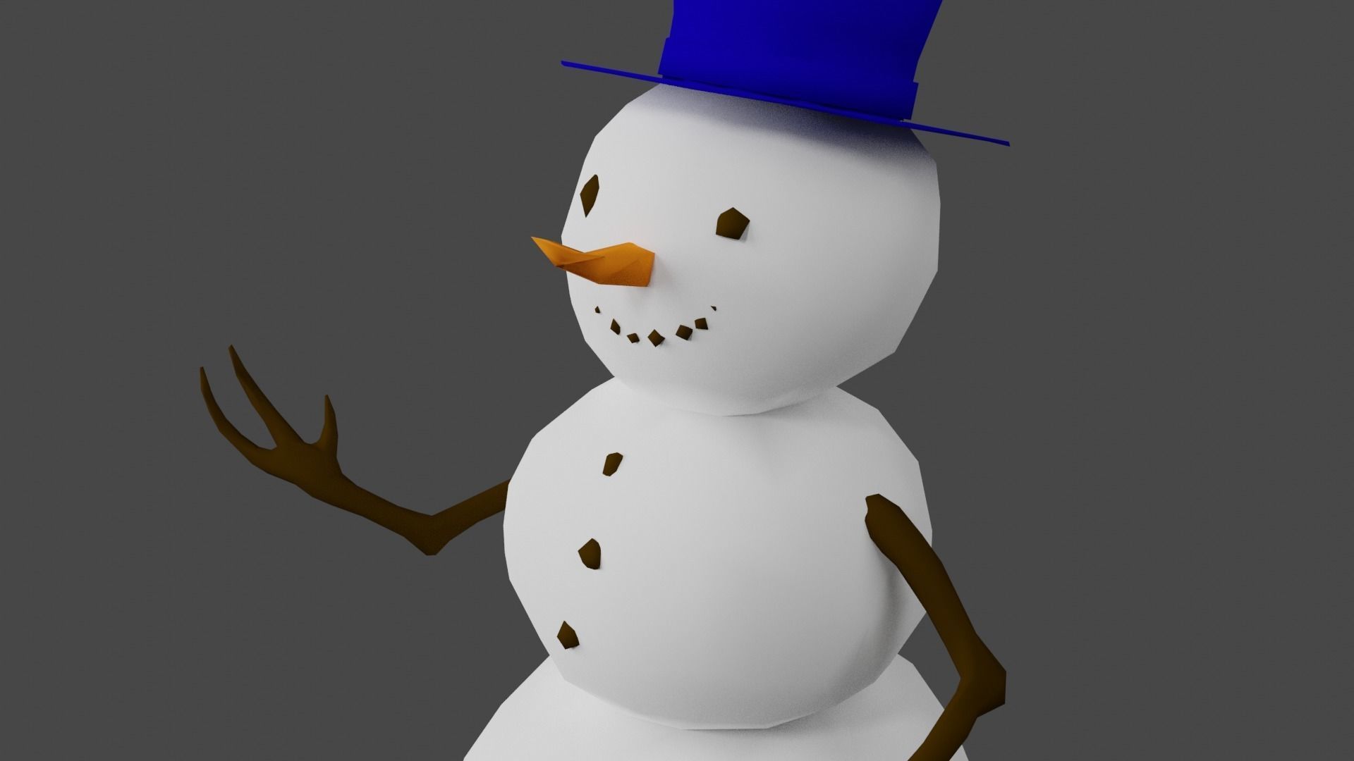 Snowman Low-poly 3D model_9