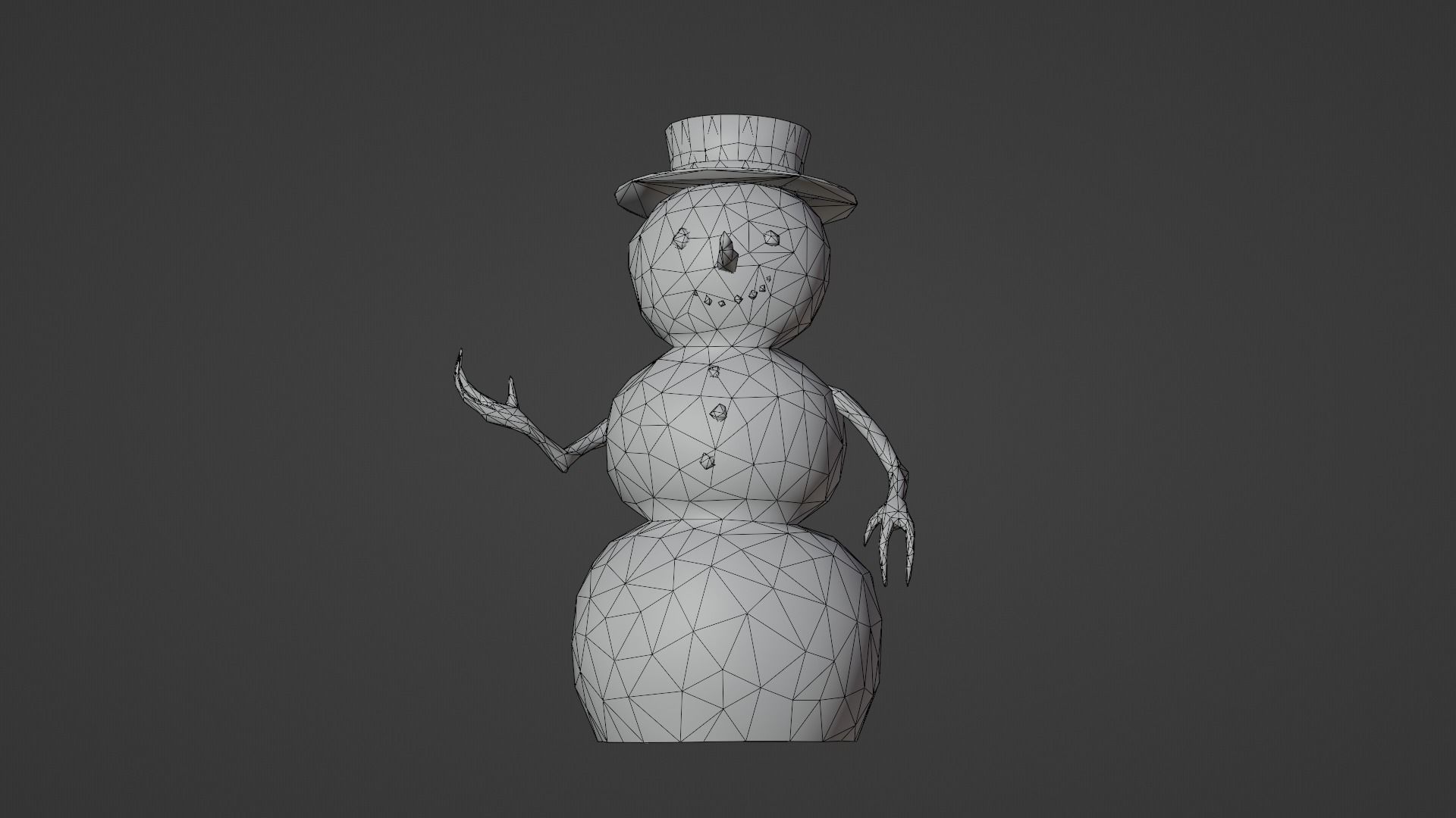 Snowman Low-poly 3D model_6