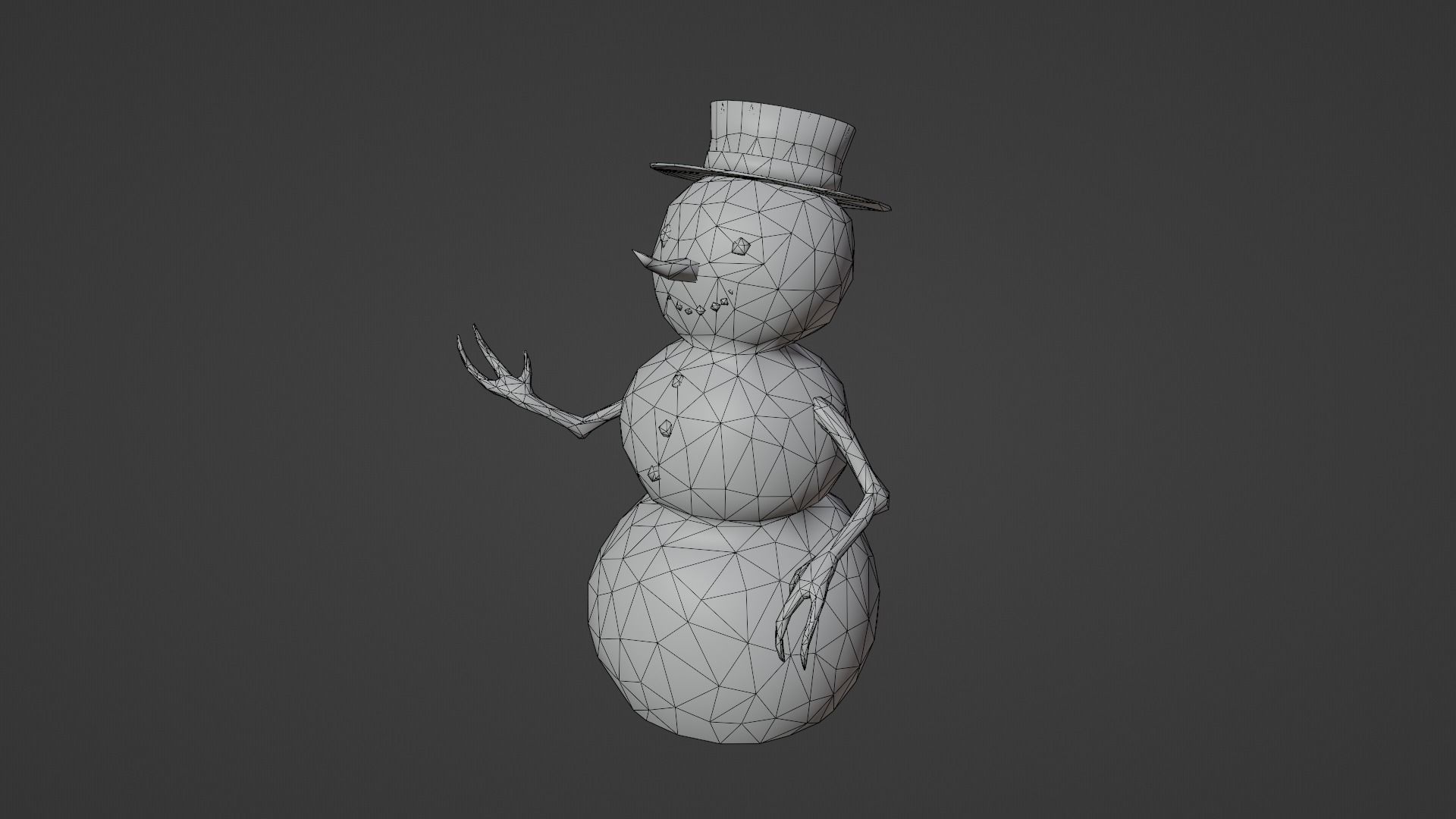 Snowman Low-poly 3D model_8