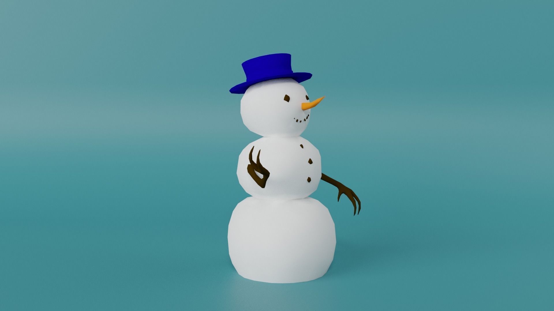 Snowman Low-poly 3D model_12
