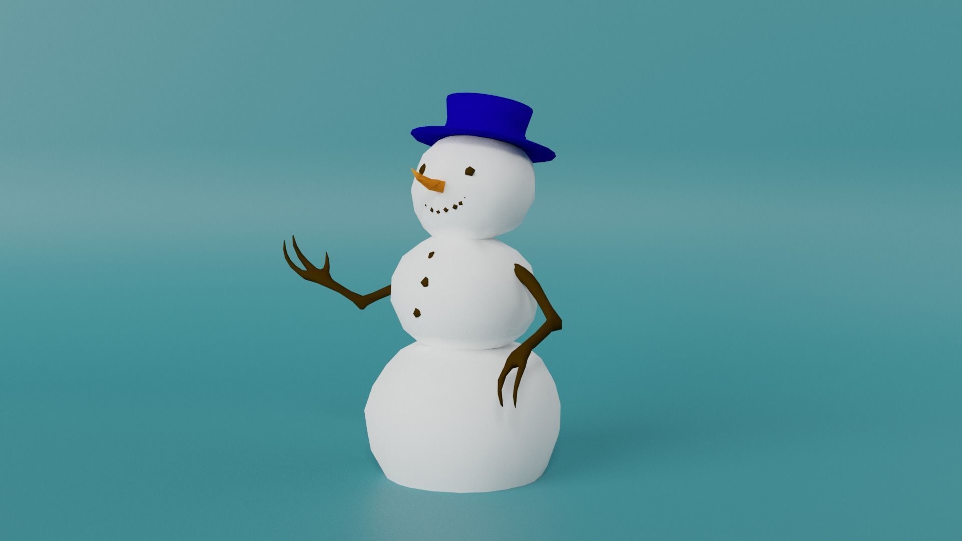 Snowman Low-poly 3D model_3