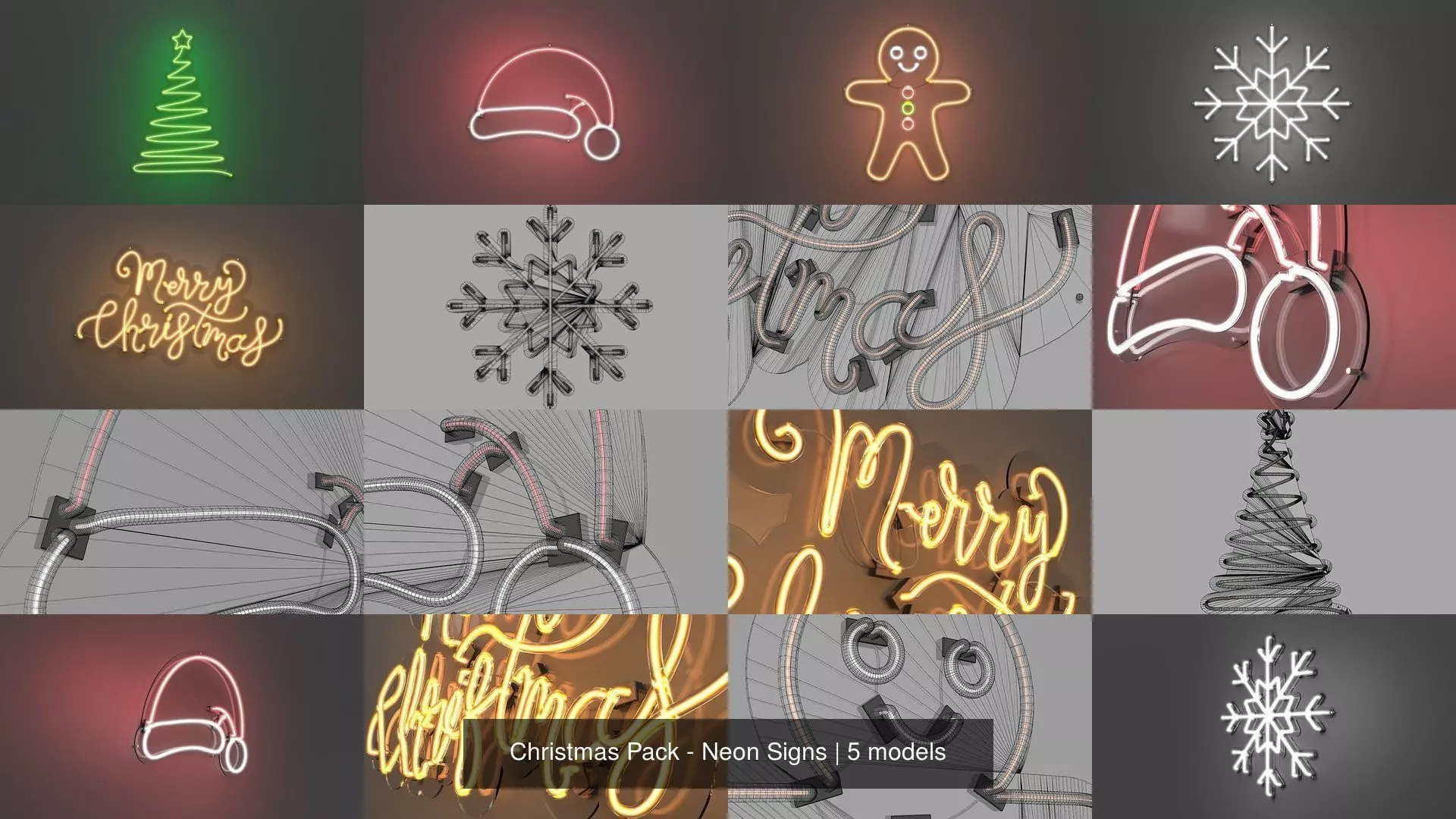 Christmas Pack - Neon Signs 3D Model Collection_0
