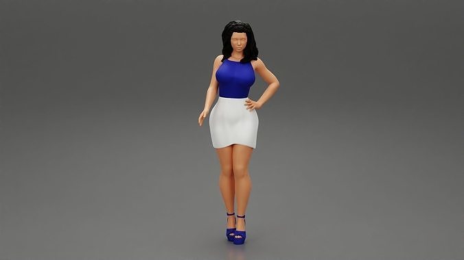 Sexy secretary Girl Wearing Skirt and Shirt 3D print model