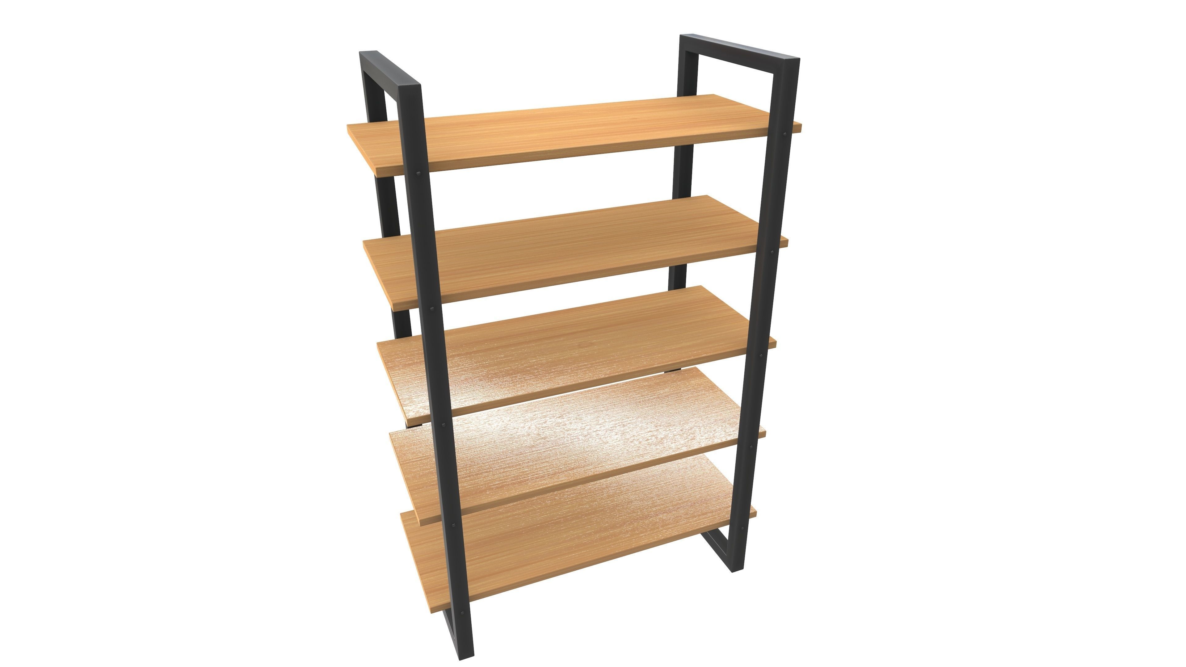 Wooden Shelf 3D Model AR VR PBR Low-poly 3D model_7