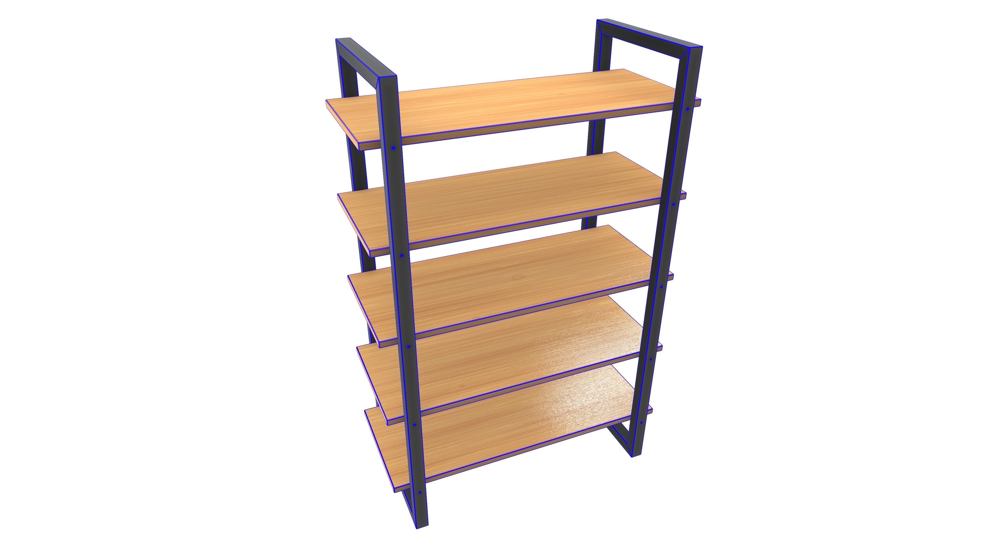 Wooden Shelf 3D Model AR VR PBR Low-poly 3D model_16