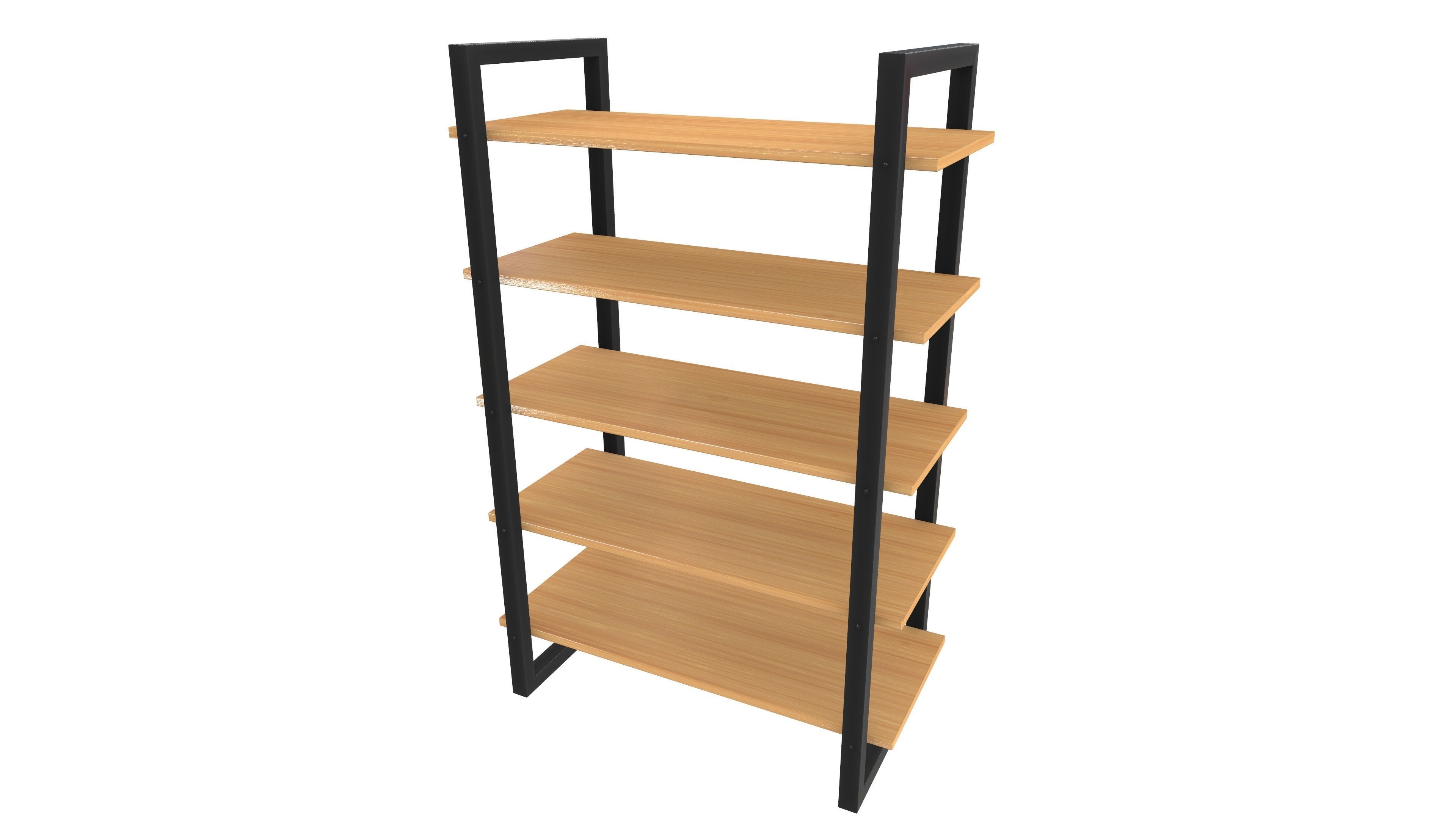 Wooden Shelf 3D Model AR VR PBR Low-poly 3D model_3