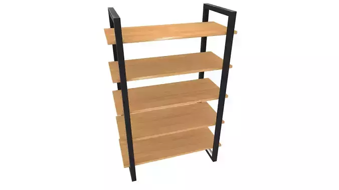 Wooden Shelf 3D Model AR VR PBR Low-poly 3D model