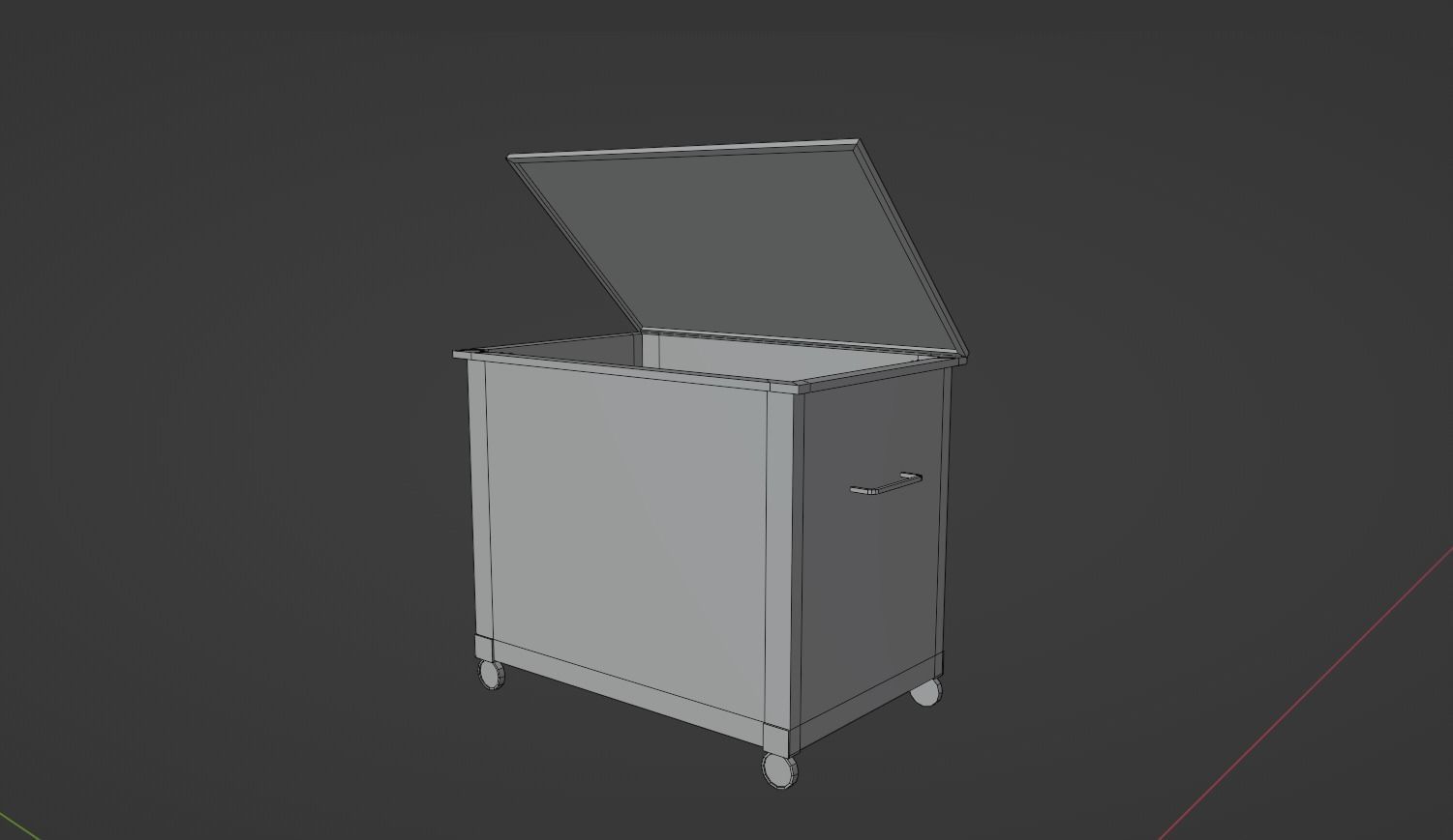 Dumpster metal trash can on wheels Low-poly 3D model_2