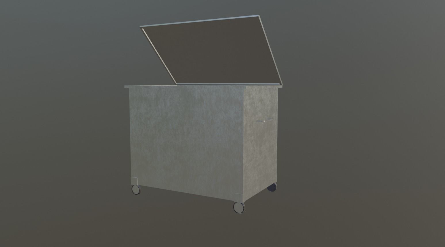 Dumpster metal trash can on wheels Low-poly 3D model_1