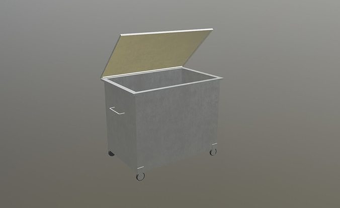 Dumpster metal trash can on wheels Low-poly 3D model