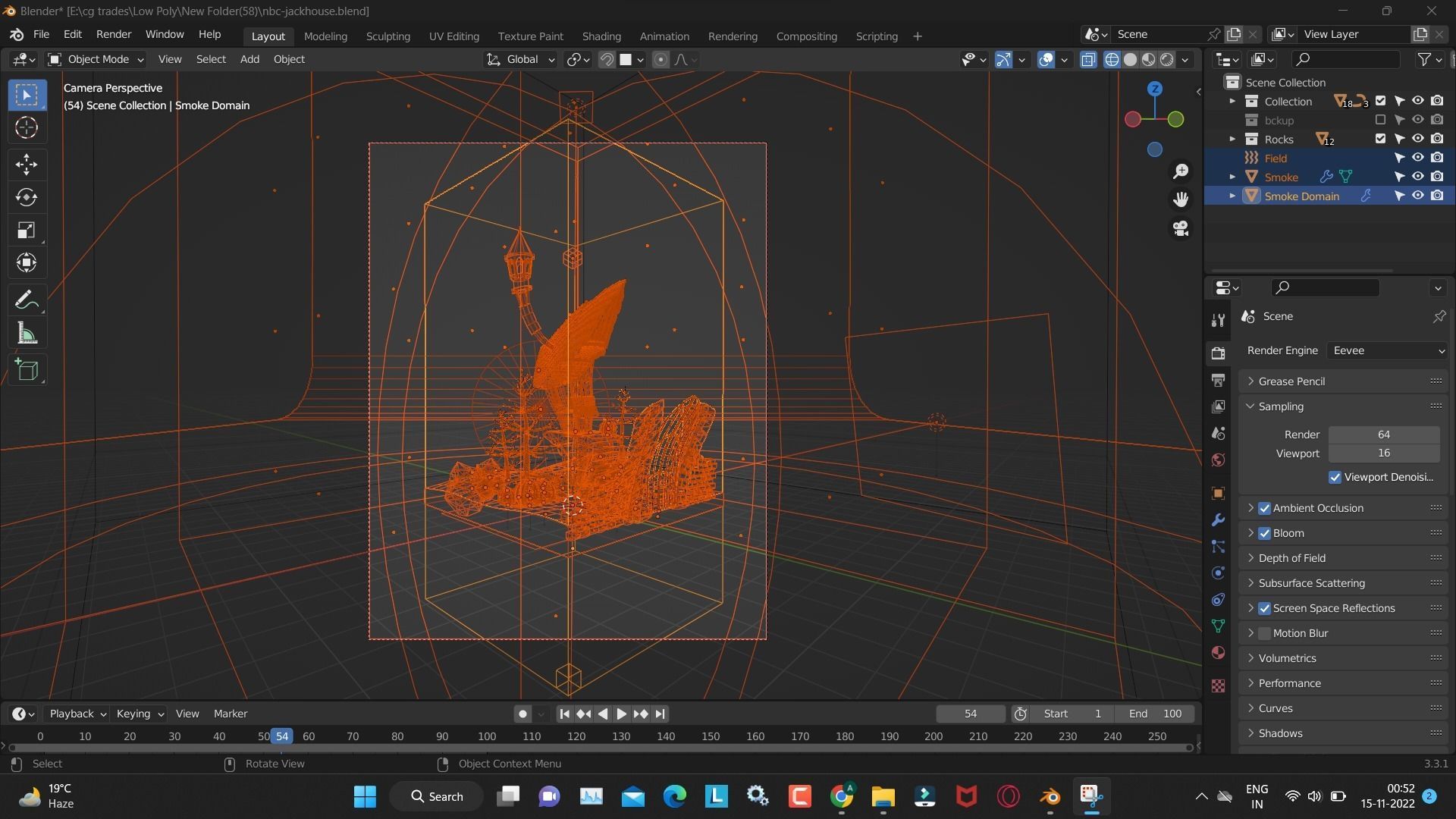 Nbc jackhouse render in blender dead tree and witch house  Low-poly 3D model_5