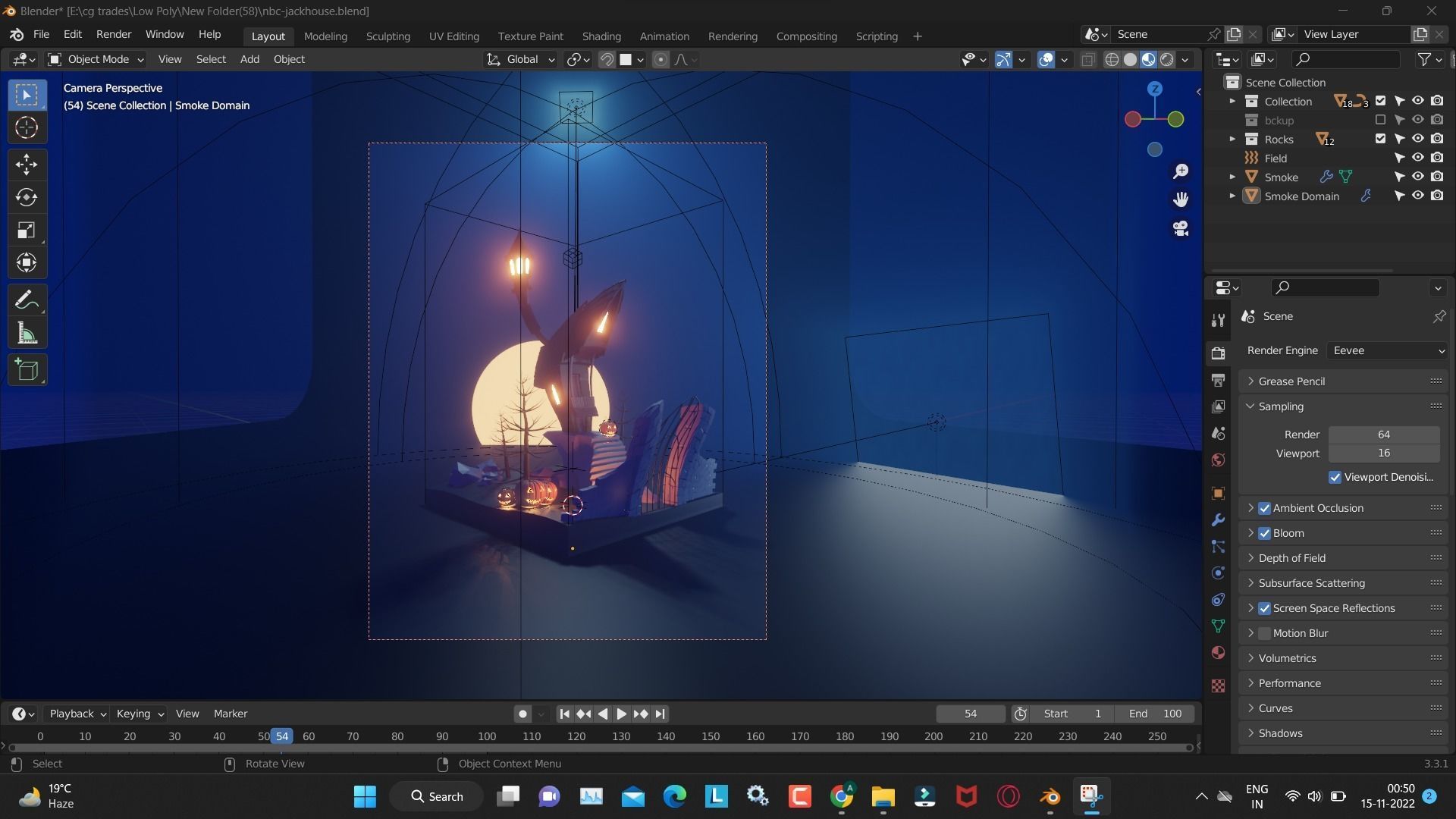 Nbc jackhouse render in blender dead tree and witch house  Low-poly 3D model_2