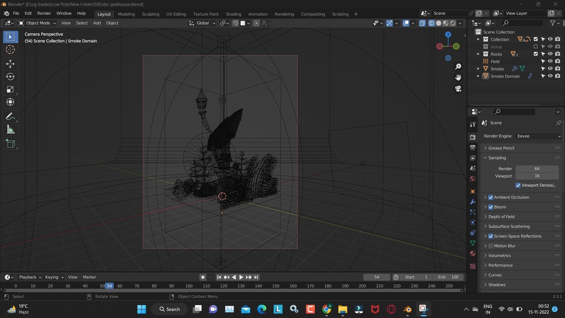 Nbc jackhouse render in blender dead tree and witch house  Low-poly 3D model_4