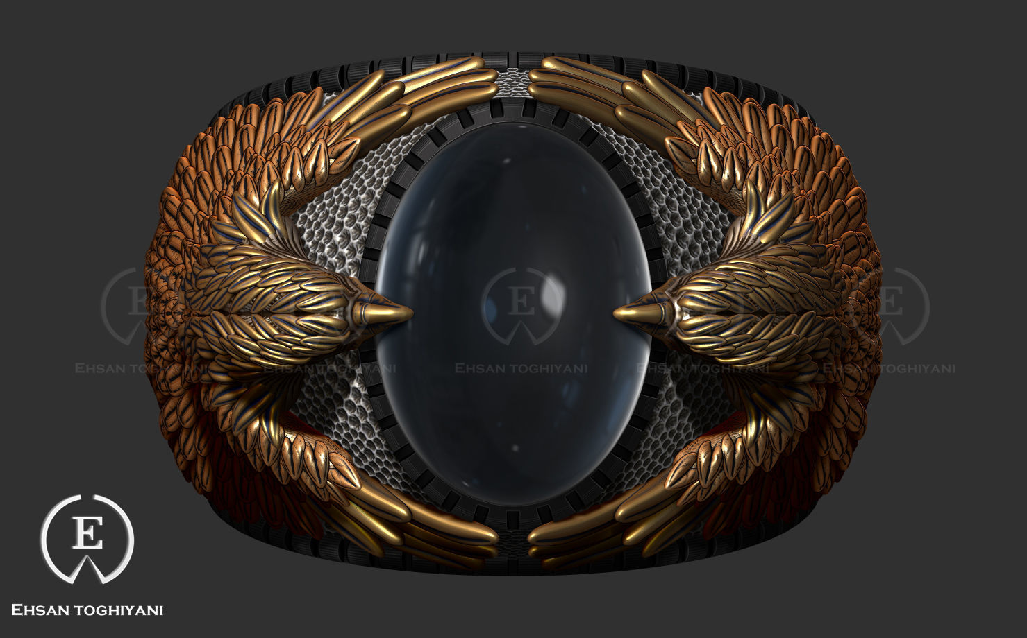 eagel ring 3D print model_1