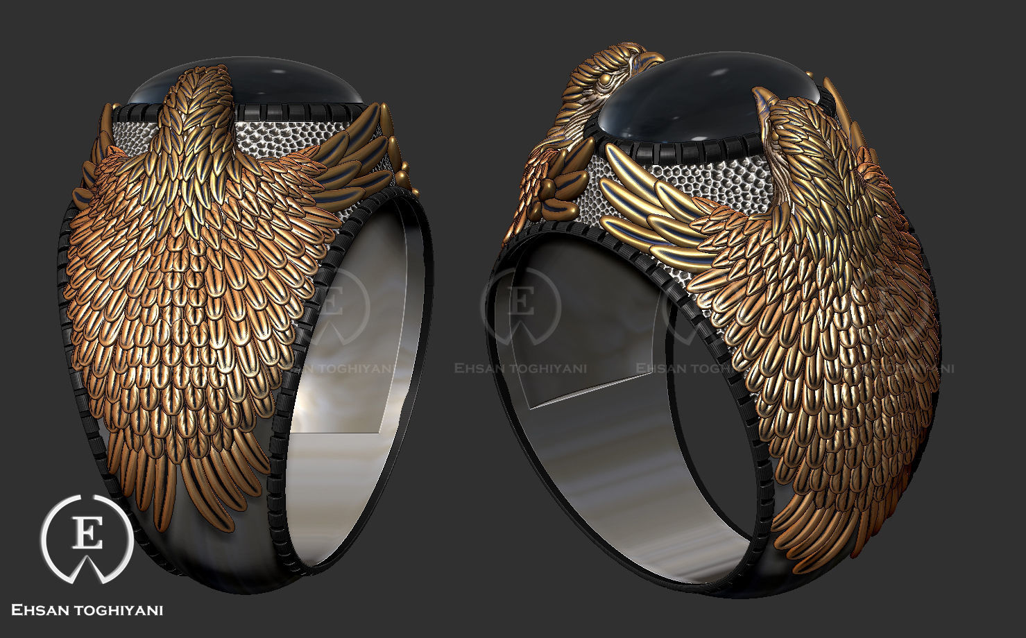 eagel ring 3D print model_5