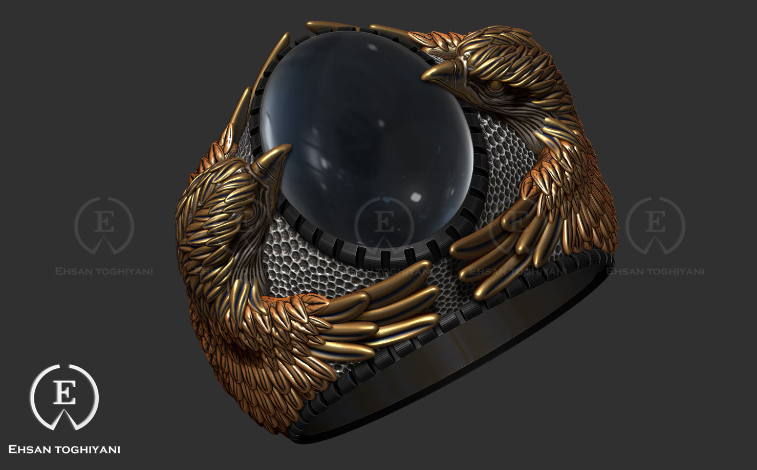 eagel ring 3D print model_2