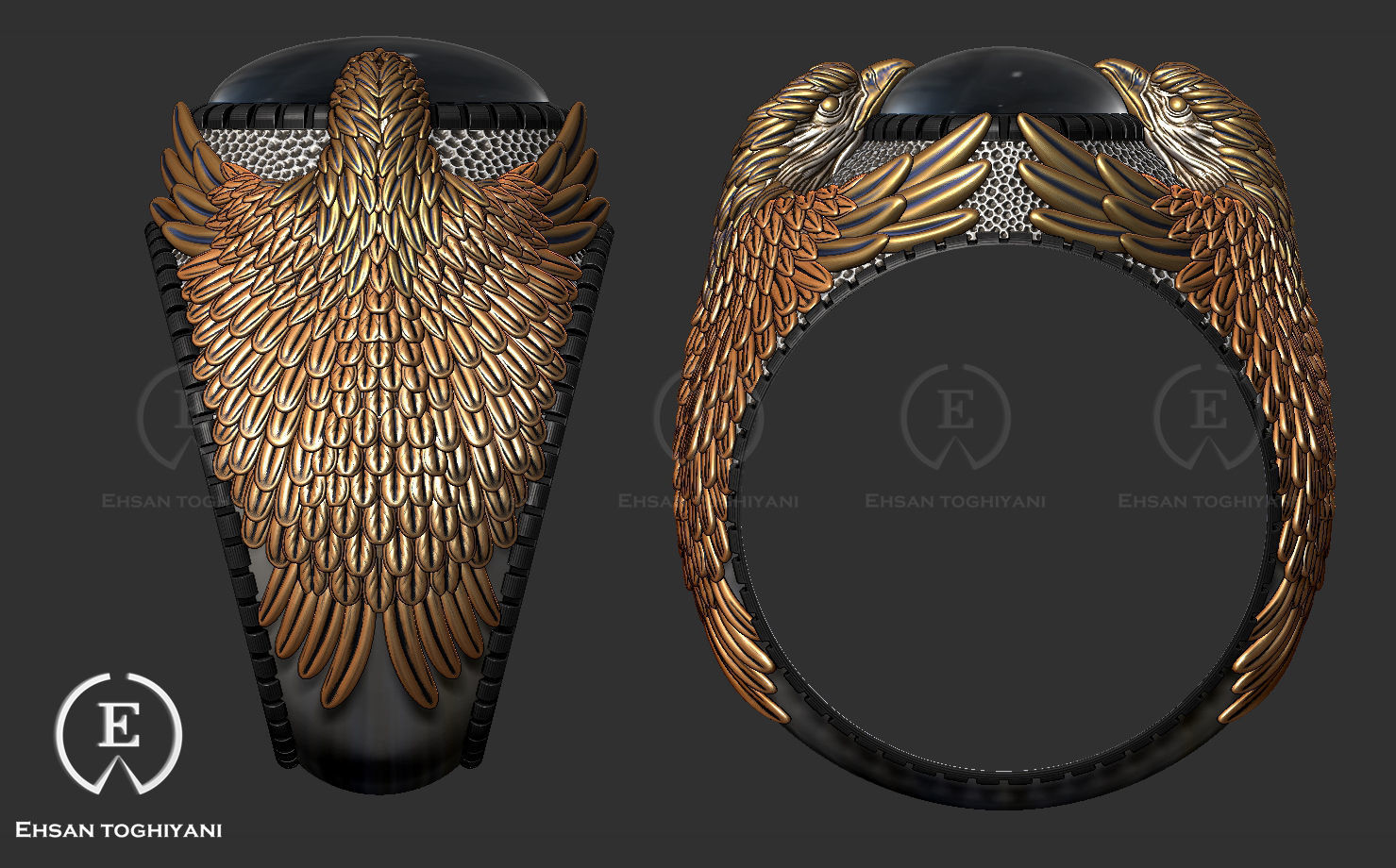 eagel ring 3D print model_4
