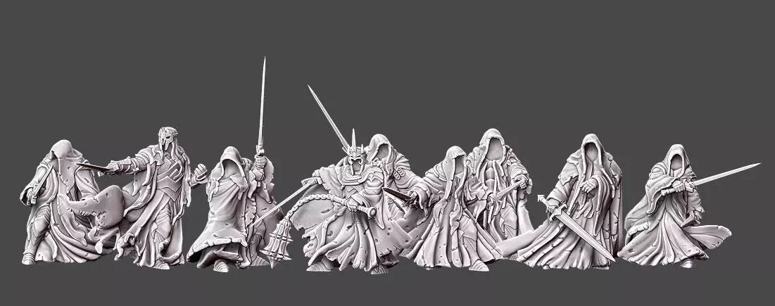 The Nine knight holding sword 3D Model Collection_0