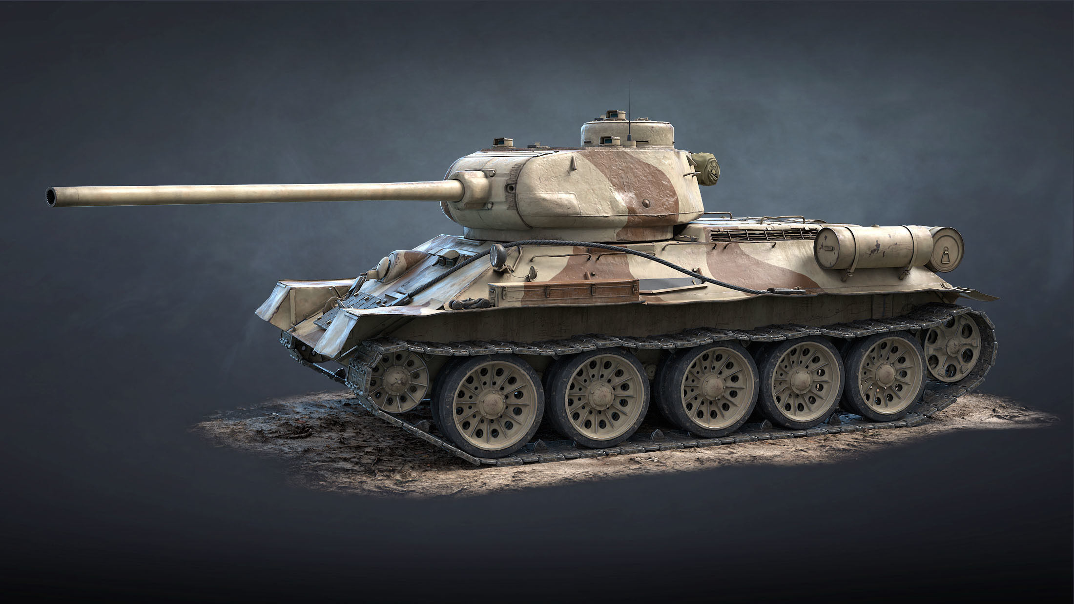 T-34-85 Game Ready world war ii tank Low-poly 3D model_16