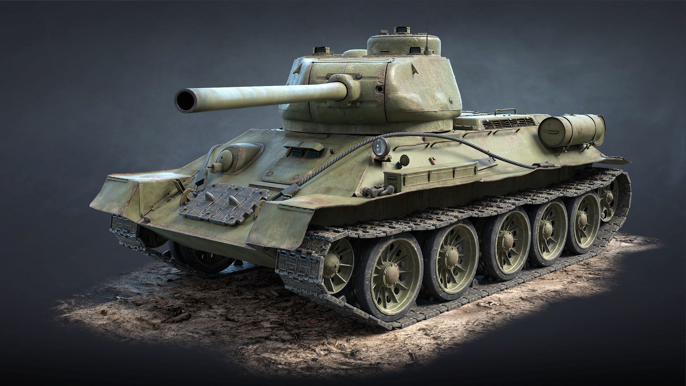 T-34-85 Game Ready world war ii tank Low-poly 3D model_3