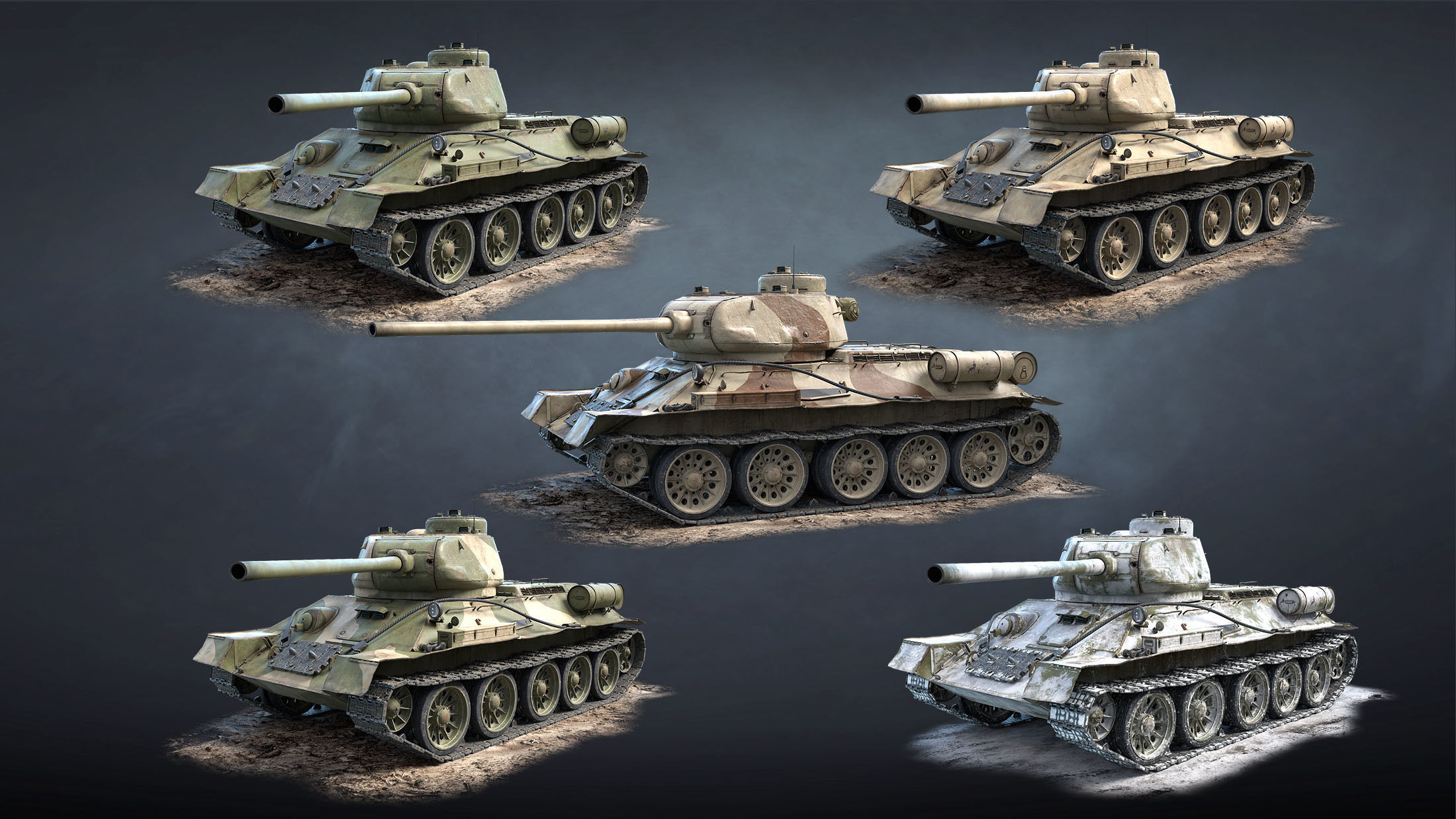 T-34-85 Game Ready world war ii tank Low-poly 3D model_22