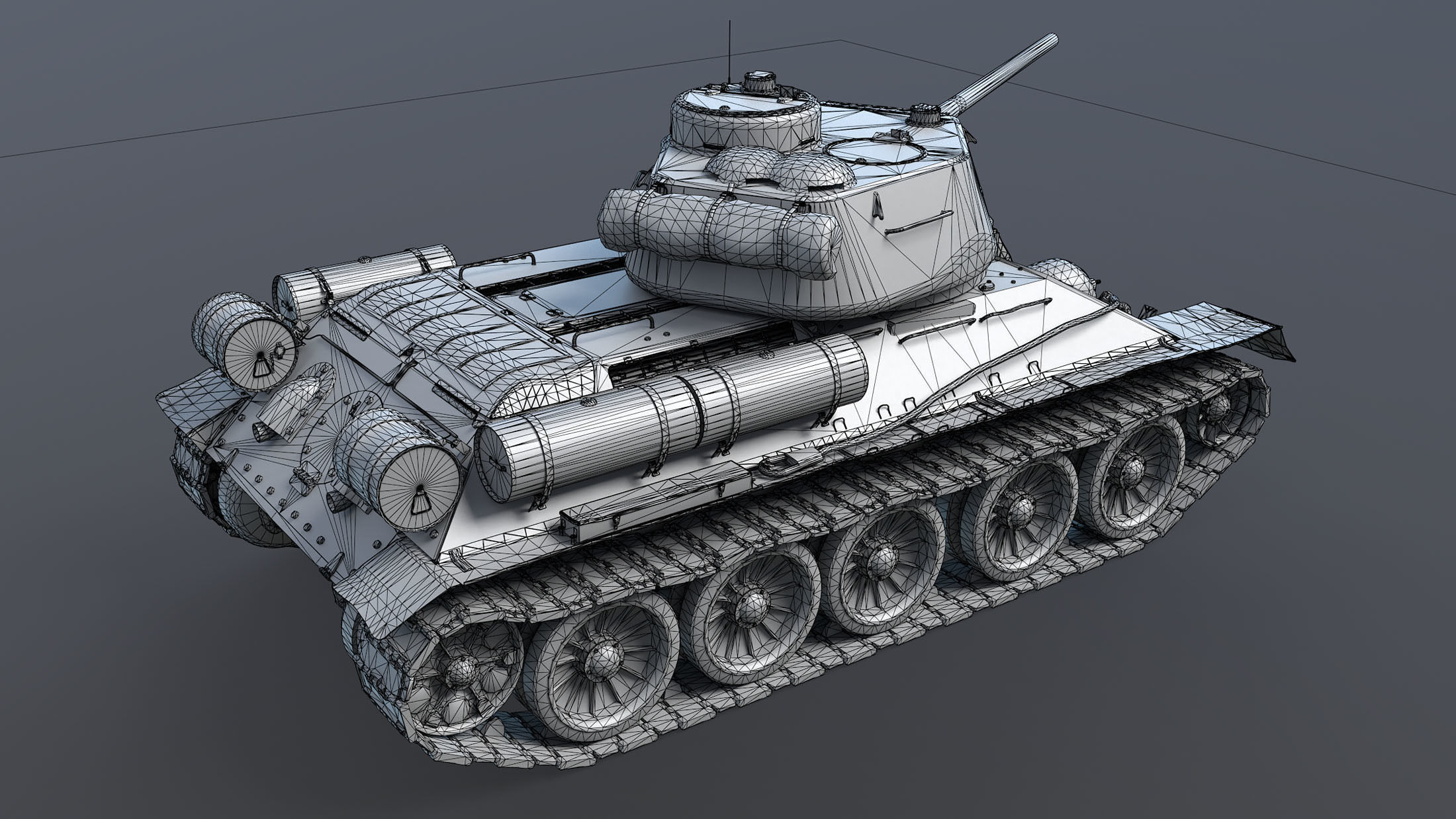 T-34-85 Game Ready world war ii tank Low-poly 3D model_26