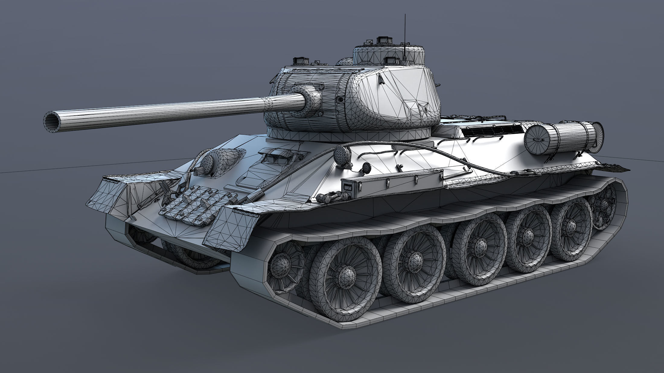 T-34-85 Game Ready world war ii tank Low-poly 3D model_25