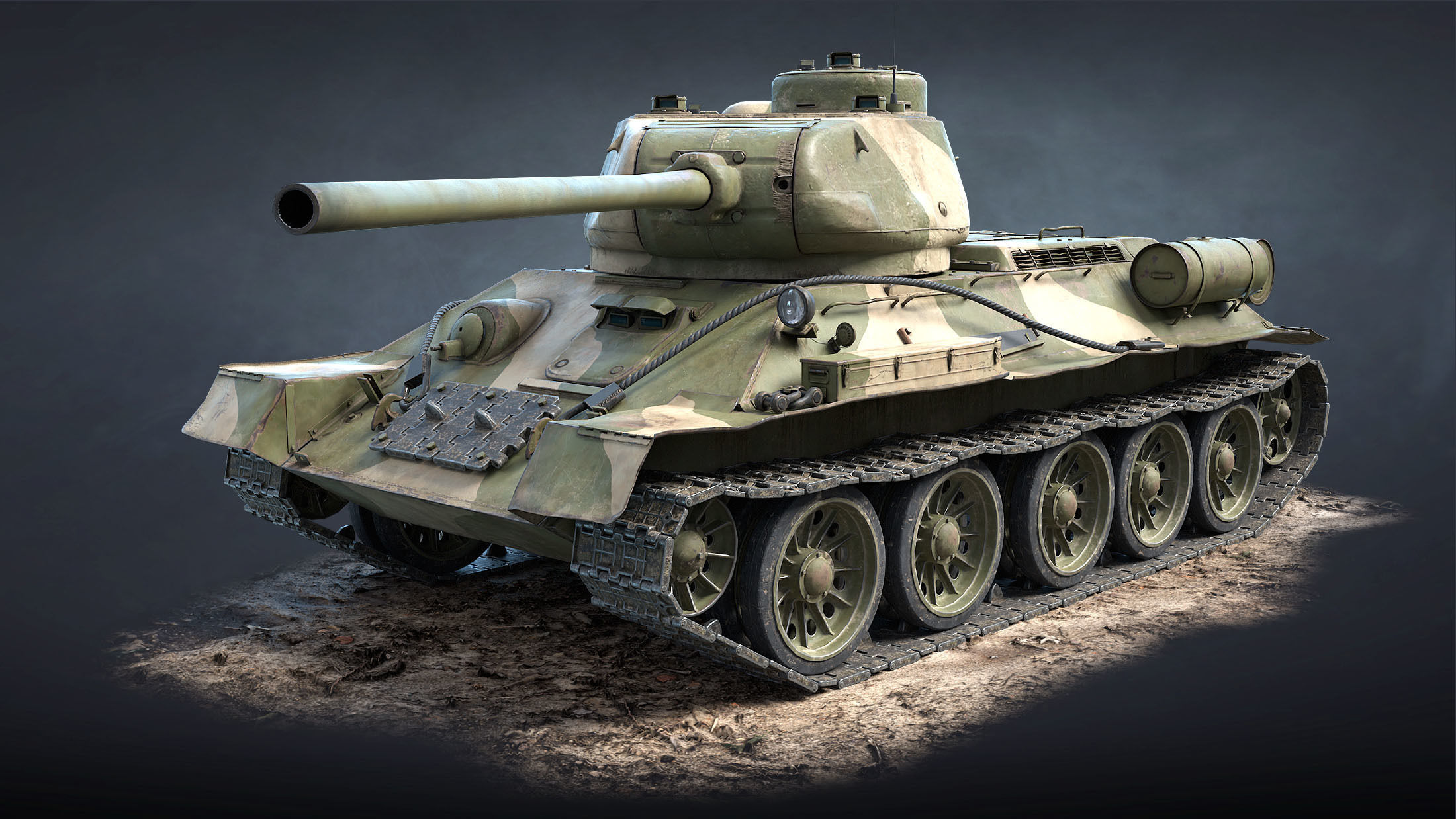 T-34-85 Game Ready world war ii tank Low-poly 3D model_13