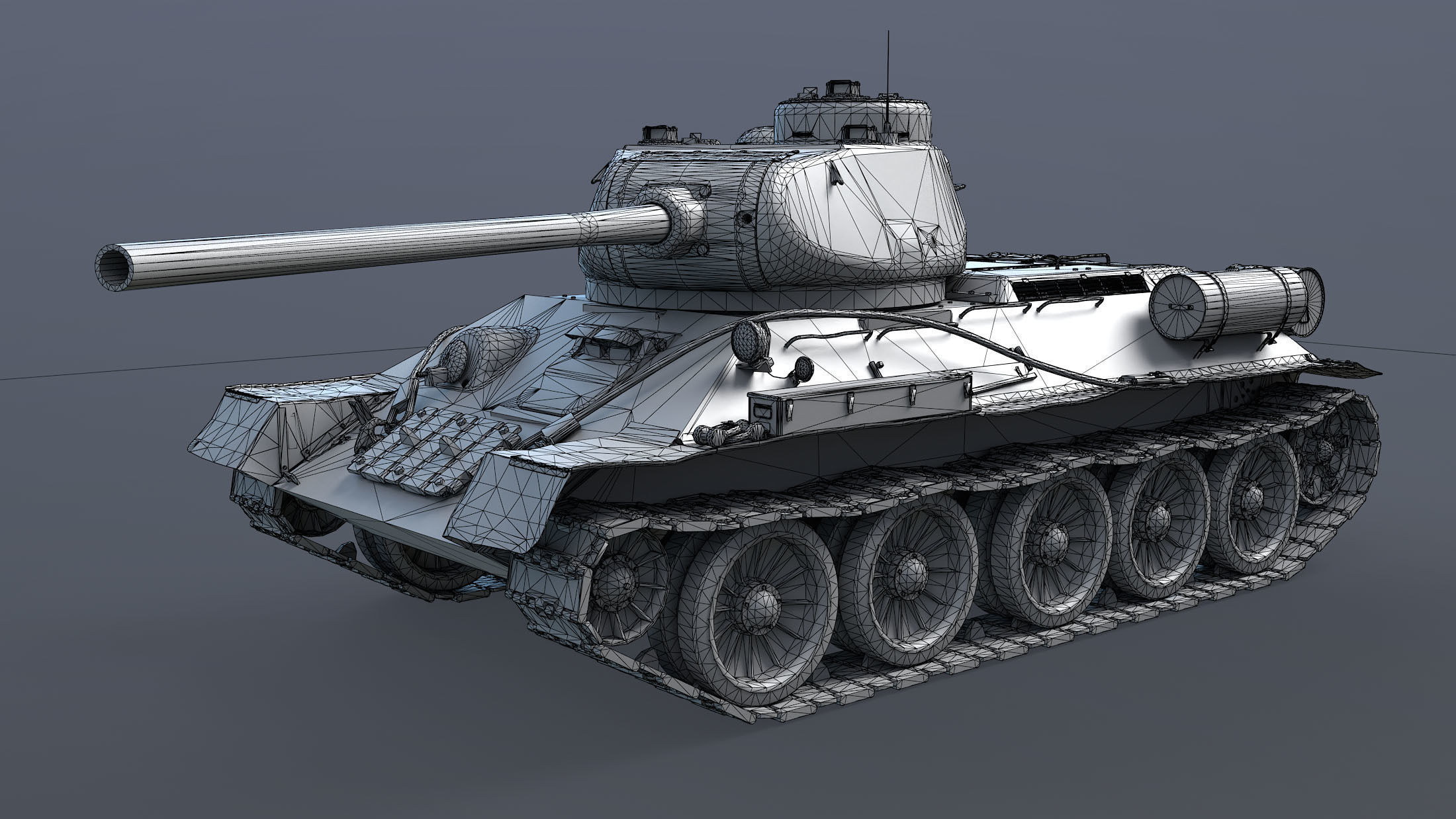 T-34-85 Game Ready world war ii tank Low-poly 3D model_24