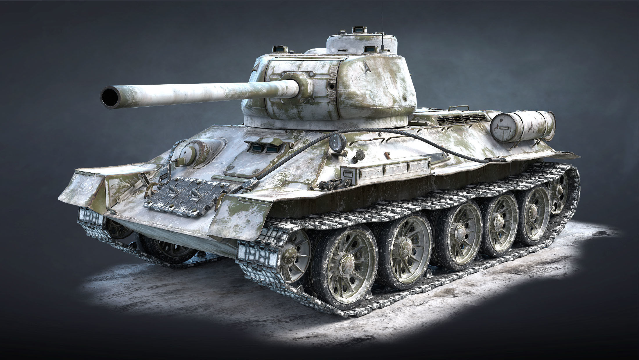 T-34-85 Game Ready world war ii tank Low-poly 3D model_9