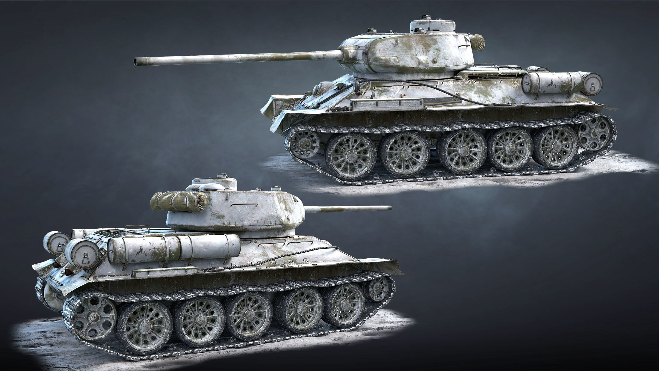 T-34-85 Game Ready world war ii tank Low-poly 3D model_10