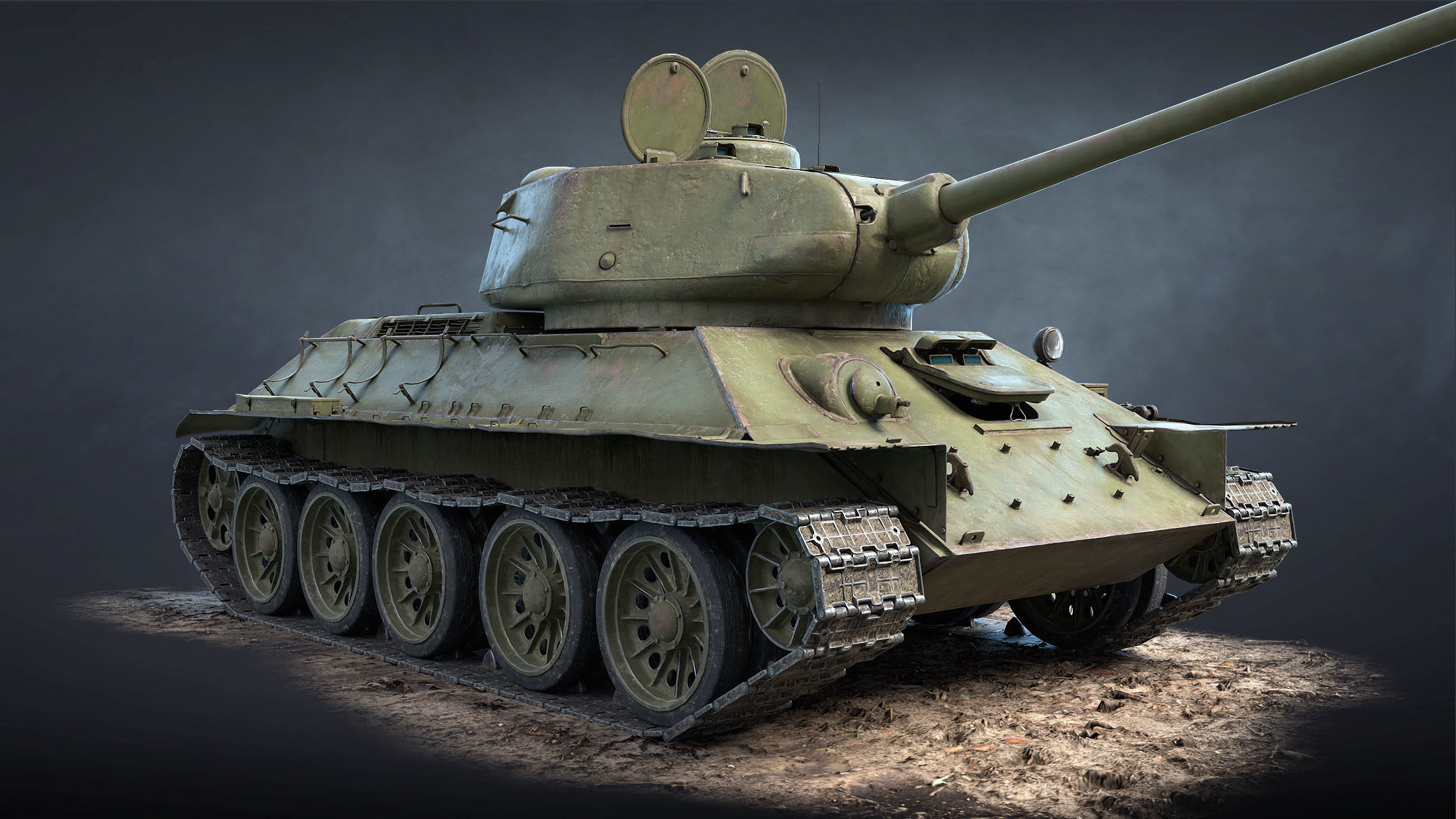 T-34-85 Game Ready world war ii tank Low-poly 3D model_8