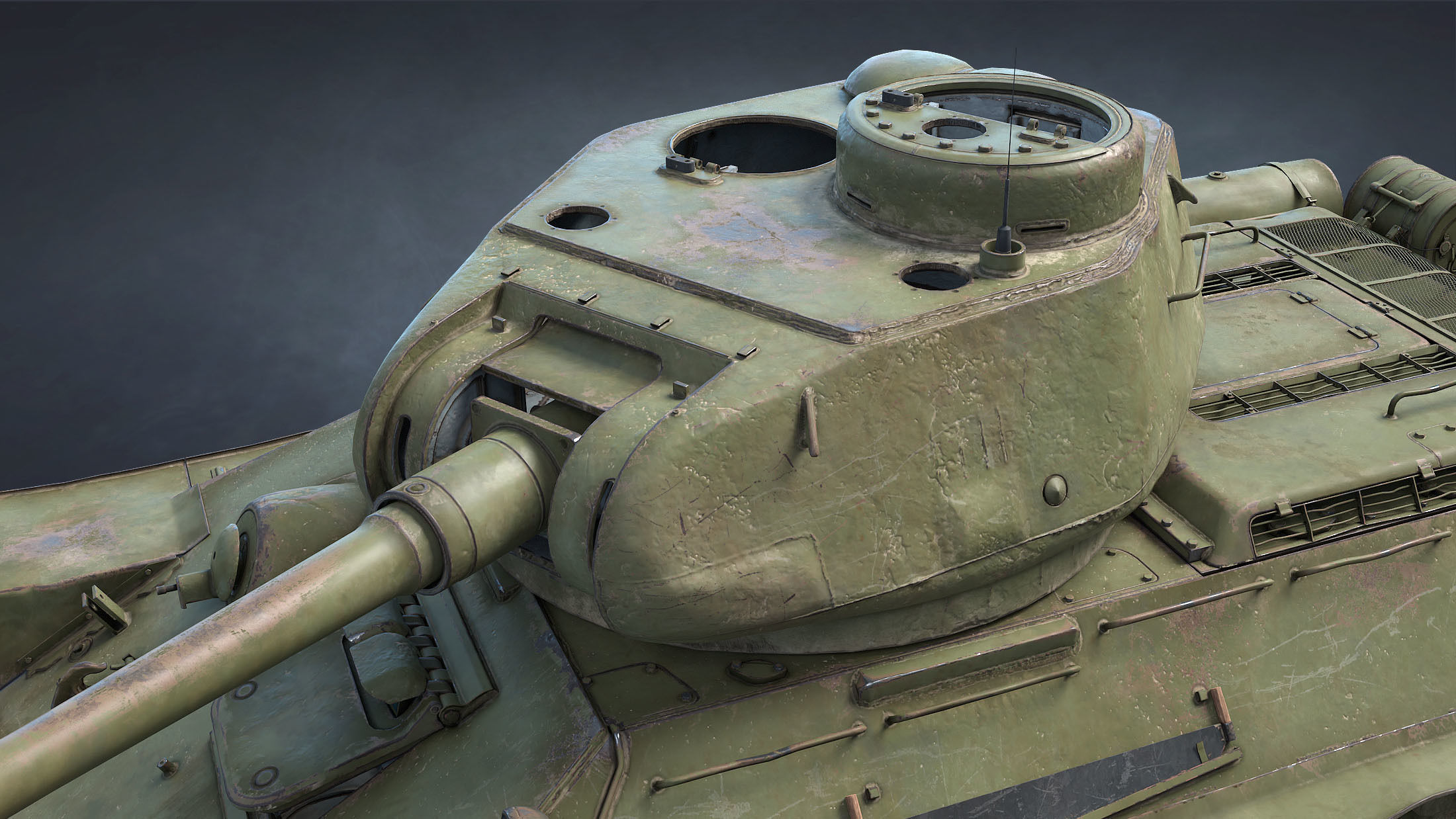 T-34-85 Game Ready world war ii tank Low-poly 3D model_21