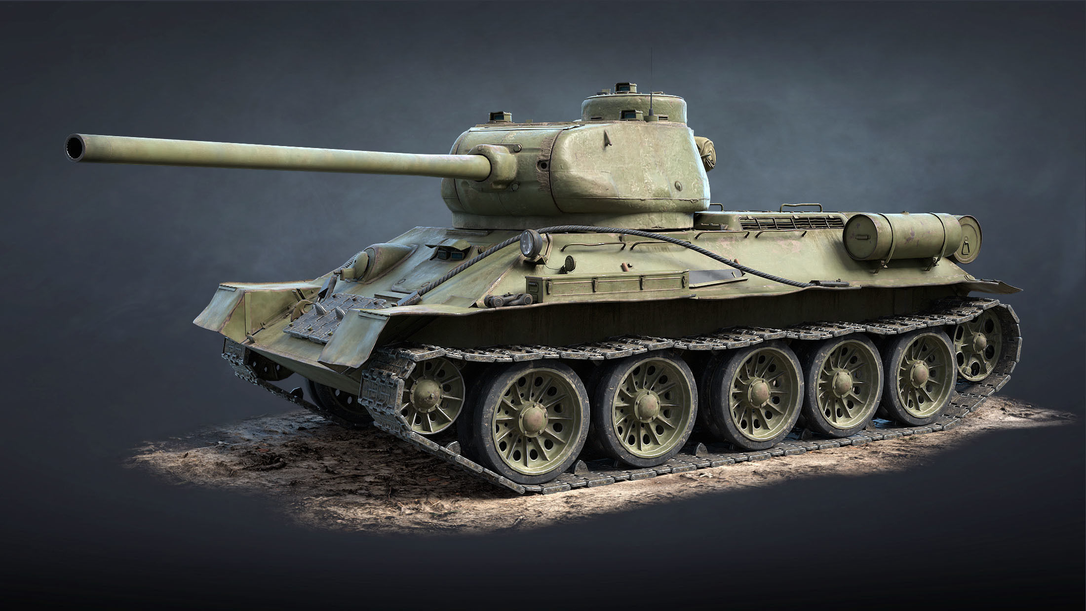 T-34-85 Game Ready world war ii tank Low-poly 3D model_4