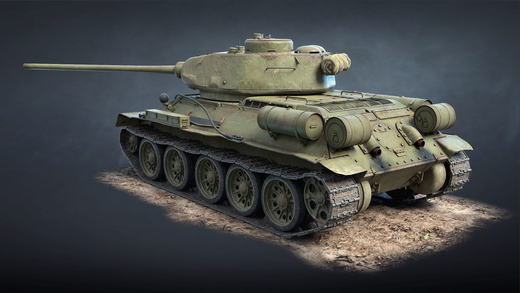 T-34-85 Game Ready world war ii tank Low-poly 3D model_5