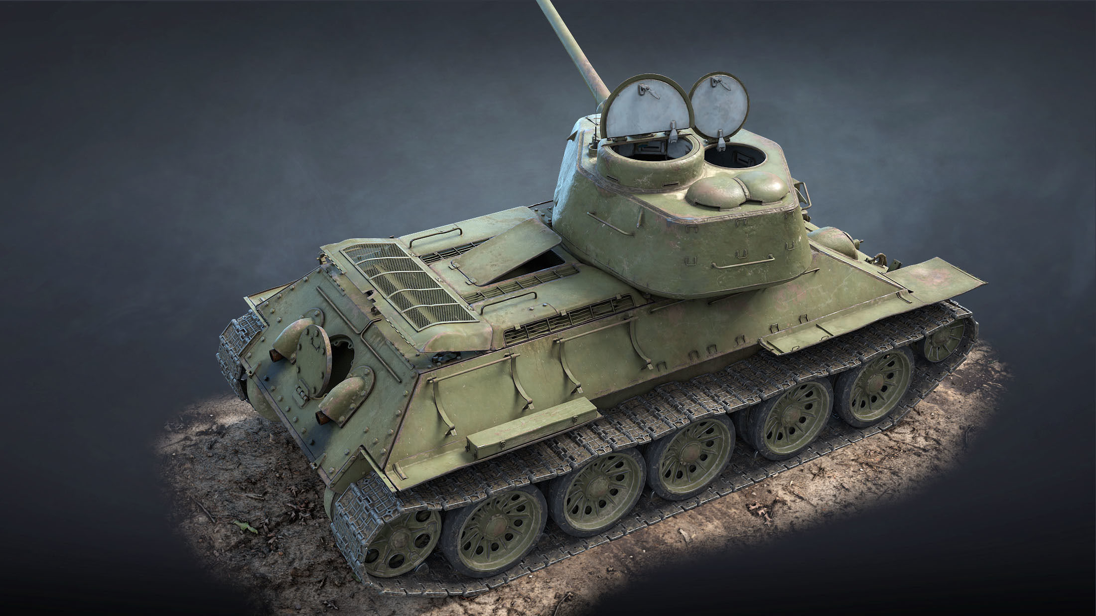 T-34-85 Game Ready world war ii tank Low-poly 3D model_7