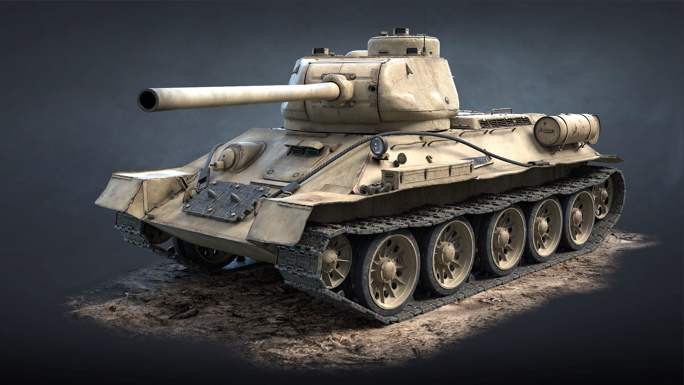 T-34-85 Game Ready world war ii tank Low-poly 3D model_14