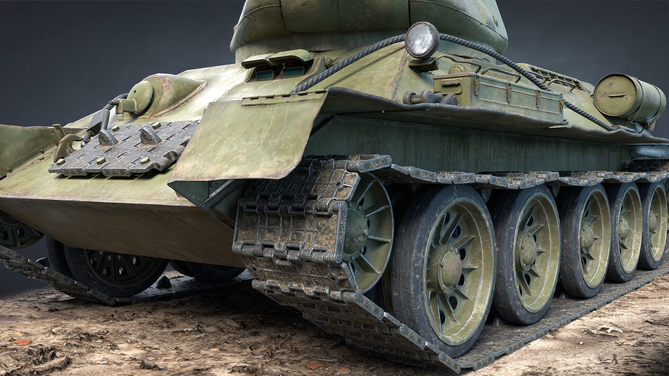 T-34-85 Game Ready world war ii tank Low-poly 3D model_18