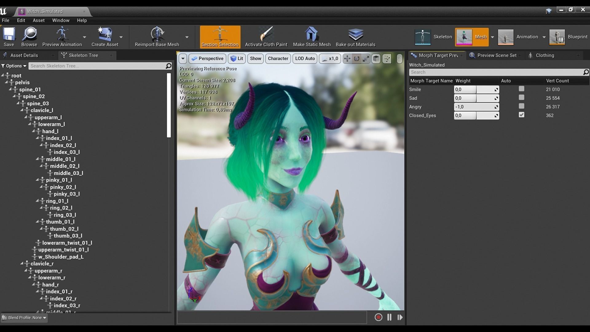 Game Ready Witch witch Epic Skeleton  Low-poly 3D model_15