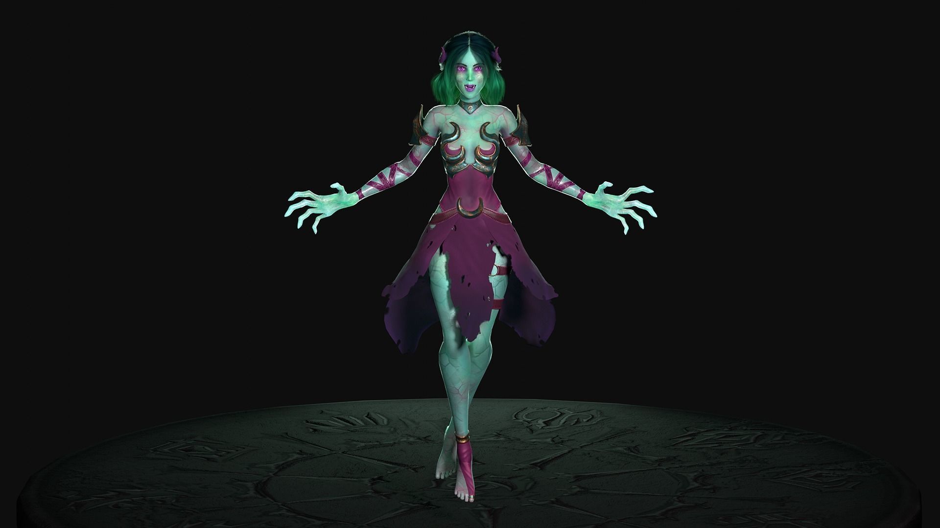 Game Ready Witch witch Epic Skeleton  Low-poly 3D model_4