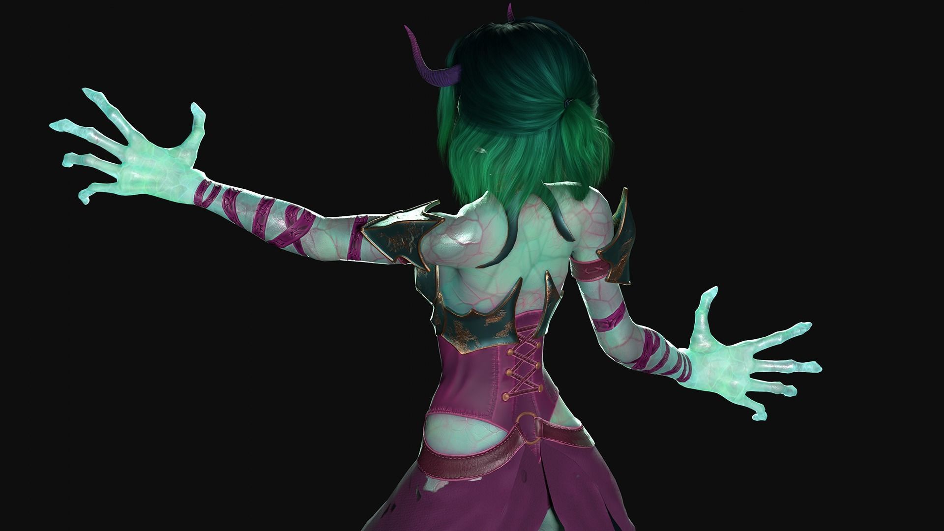 Game Ready Witch witch Epic Skeleton  Low-poly 3D model_3