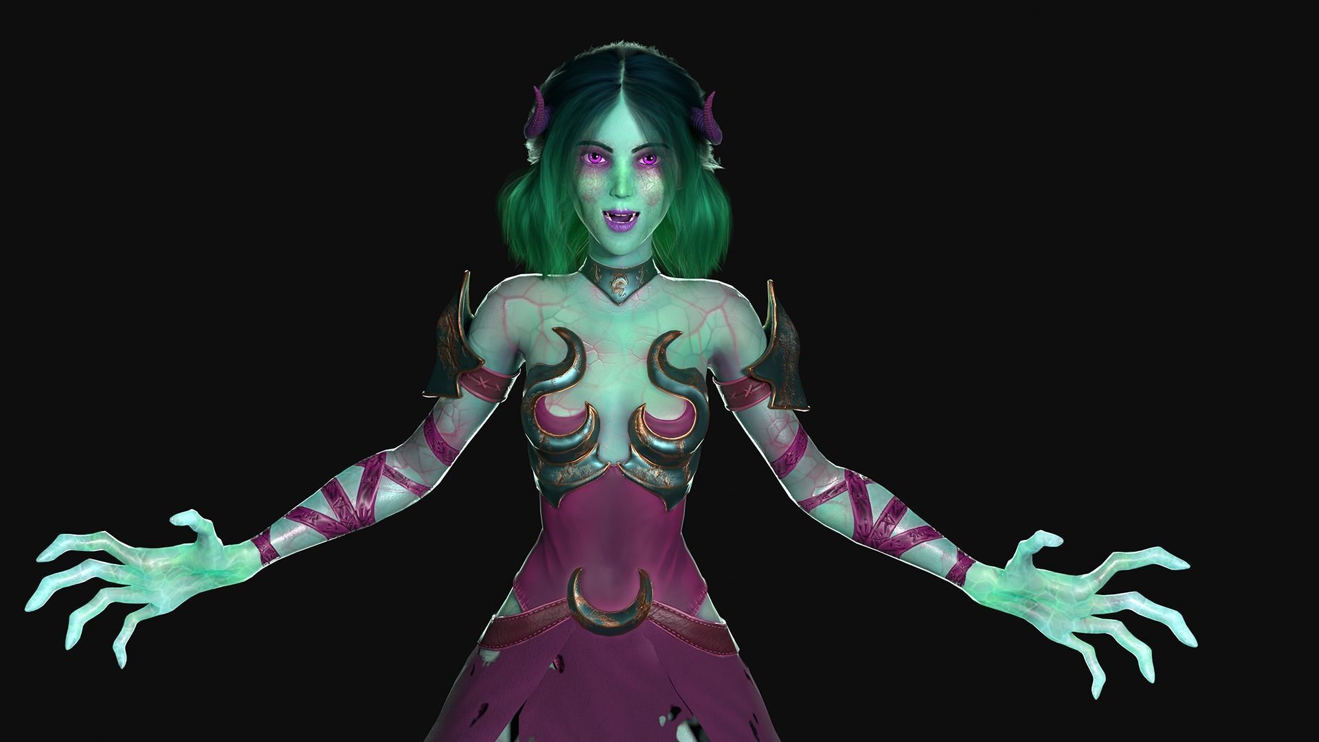 Game Ready Witch witch Epic Skeleton  Low-poly 3D model_2