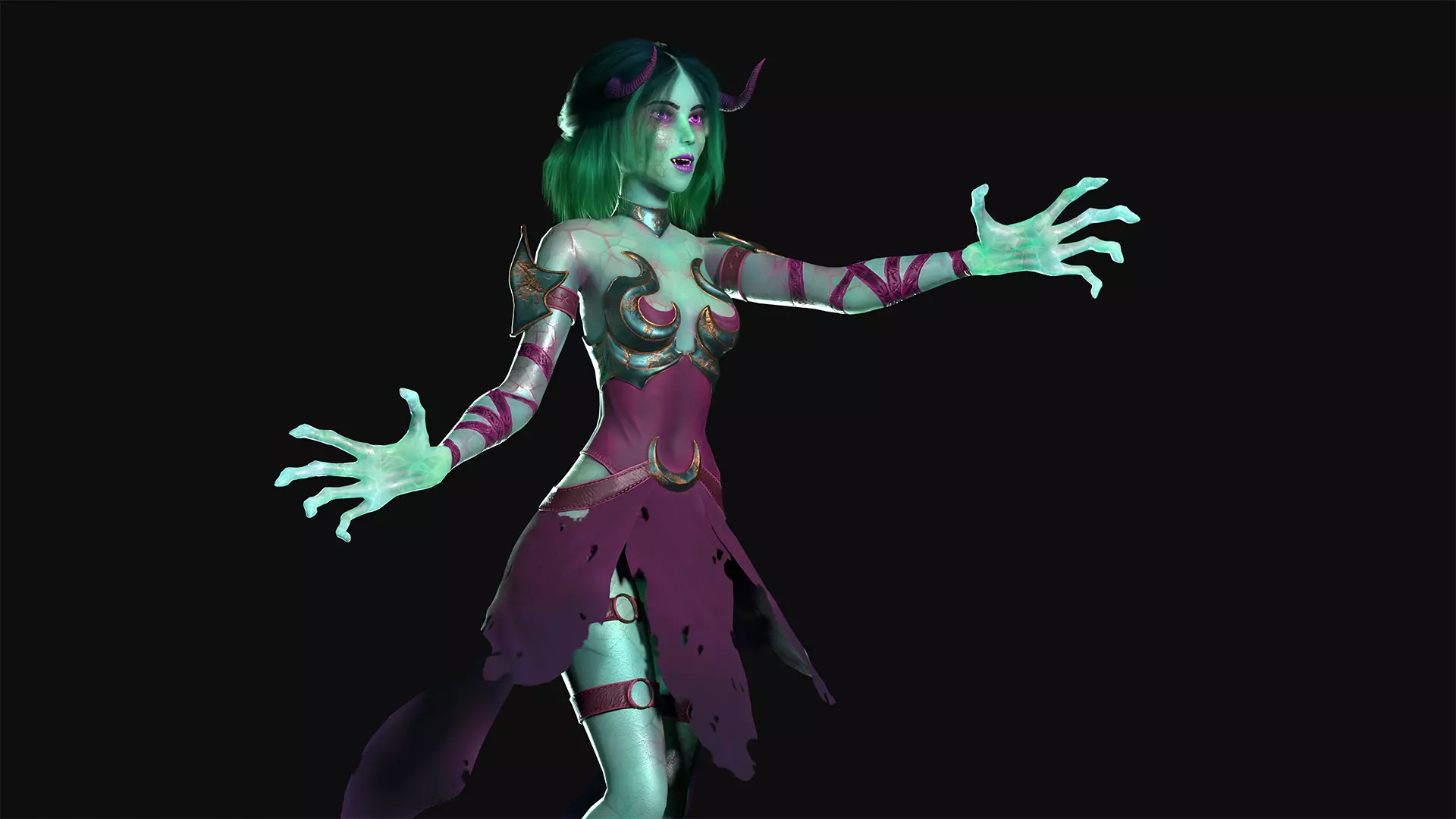 Game Ready Witch witch Epic Skeleton  Low-poly 3D model_0