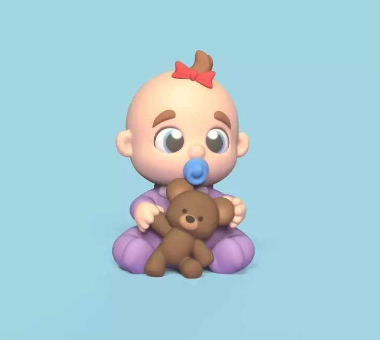 Baby and Bear Toy 3D print model_0