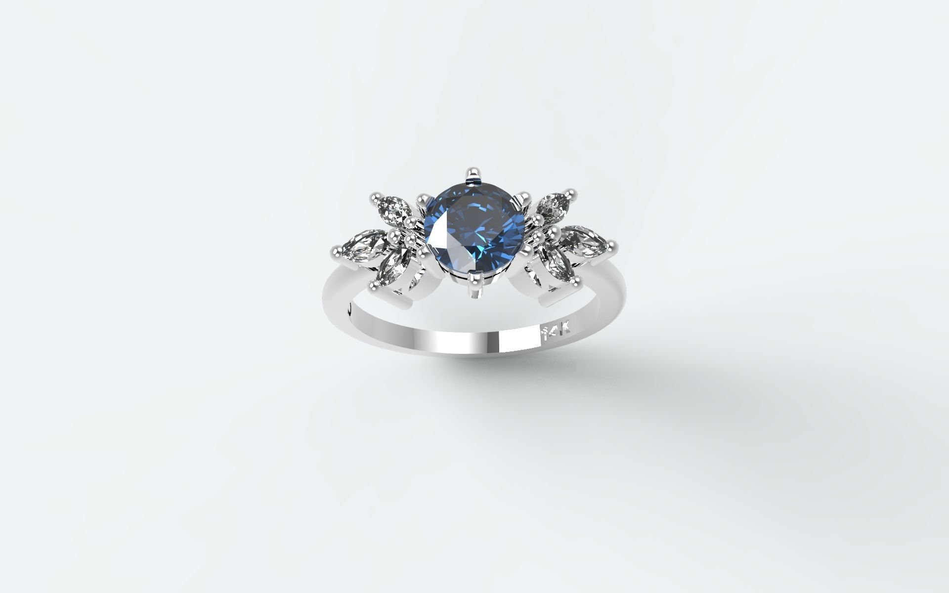 Solitaire with navettes flower 3D print model_7