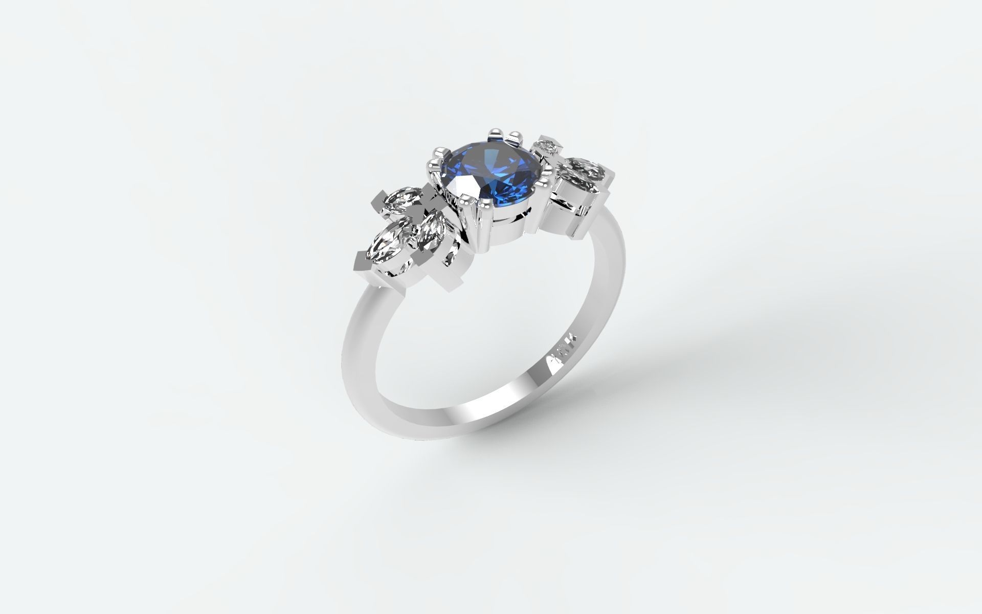 Solitaire with navettes flower 3D print model_5